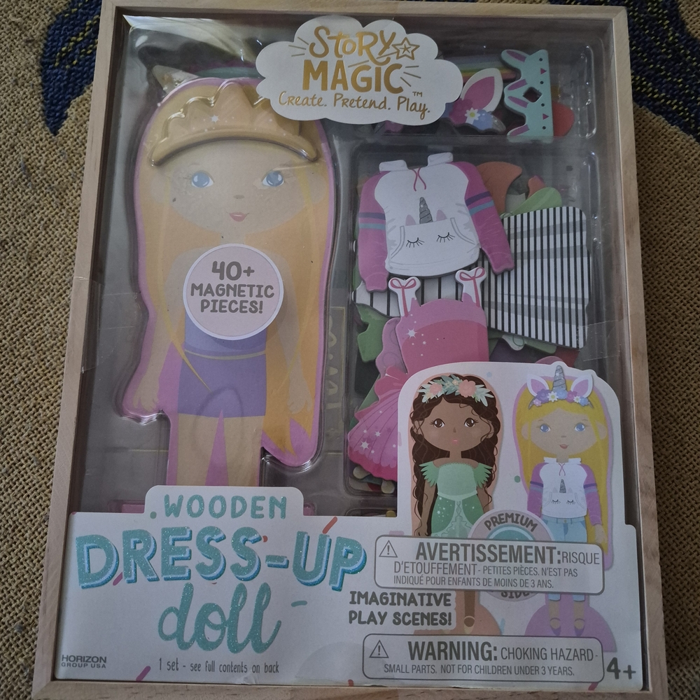 Wooden Dress-Up Doll Set - Purple and Pink